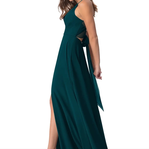 Azazie Evaleen Chiffon Bridesmaid Dress in Pine - Picture 4 of 7